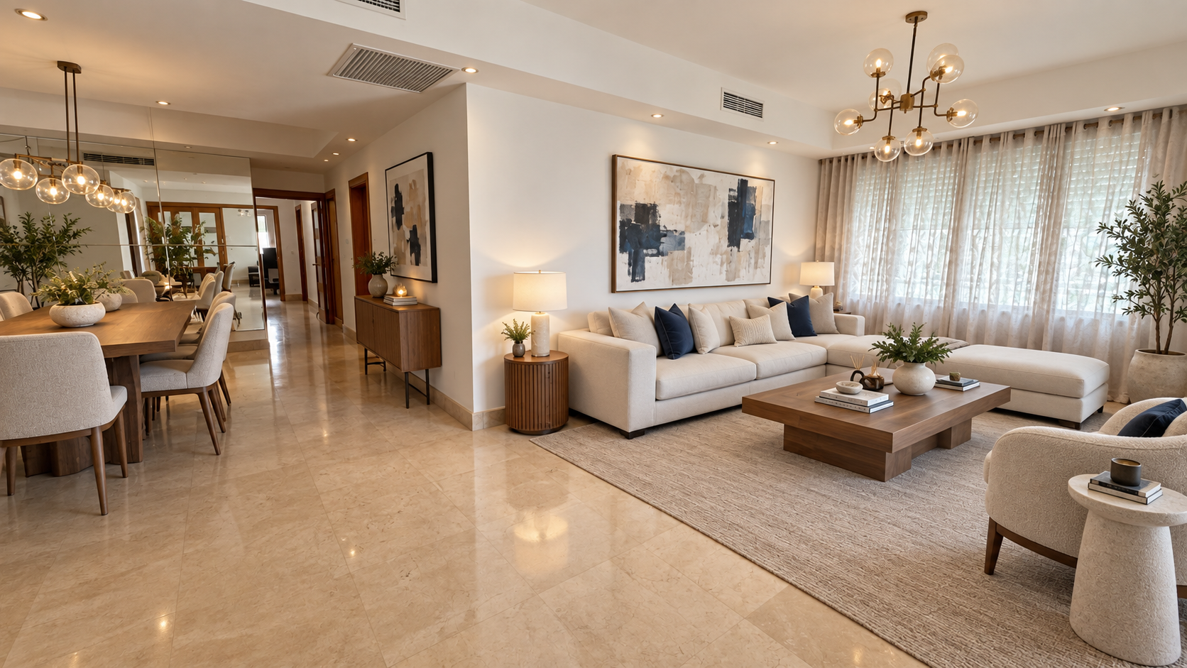 Propuesta de decoración de apartamento en venta en Piantini recreada con IA